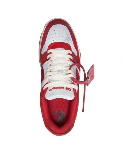 Off-White c/o Virgil Abloh Red Off- Out Of Office Vintage Suede Leather Sneakers for men