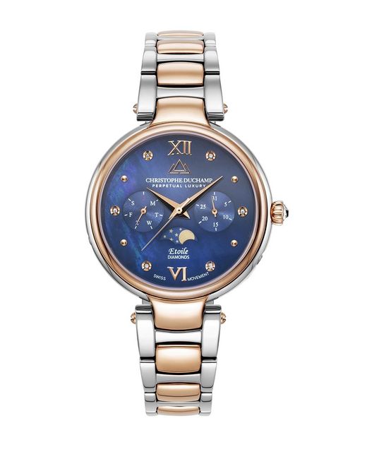 Christophe Duchamp Blue Rose Mother Of Pearl Etoile Watch 36Mm