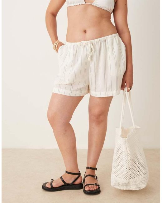 ASOS Natural Design Belle Beach Short With Linen