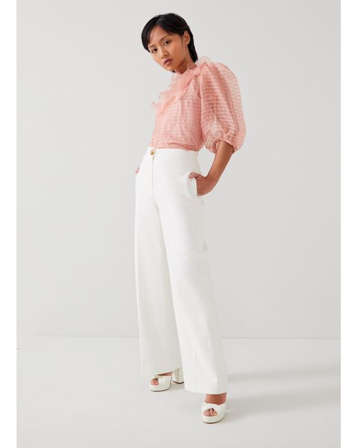 L.K.Bennett White Ami Petite Trousers