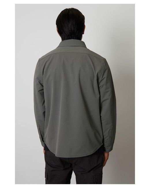 Threadbare Gray Dark 'Stretford' Luxe Jersey Lined Overshirt Nylon for men