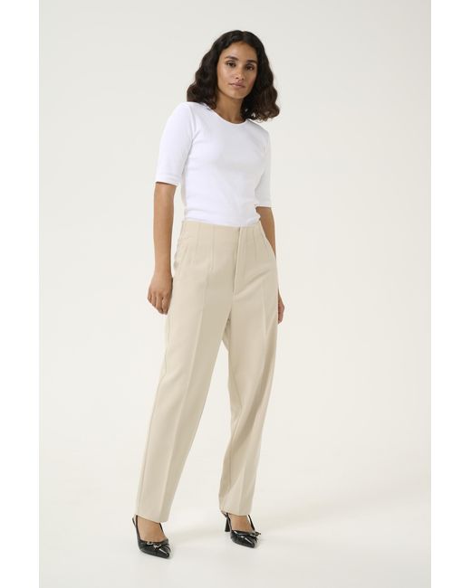 Kaffe Pants Suiting Regular Fit Feather in het Natural