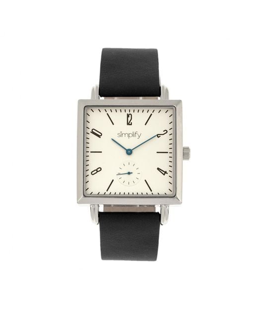 Simplify Metallic The 5000 Leather-Band Watch