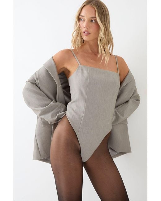 MissPap Gray Premium Tailored Bodysuit