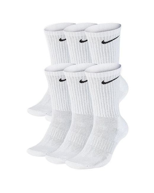Nike White Sx7666 Everyday Cushion Crew Training Socks (6 Pairs) Cotton