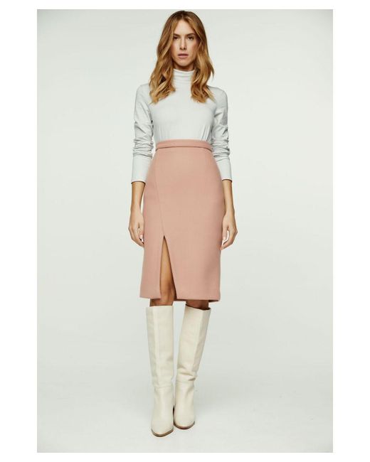 Conquista Brown Colour Faux Mouflon Pencil Skirt