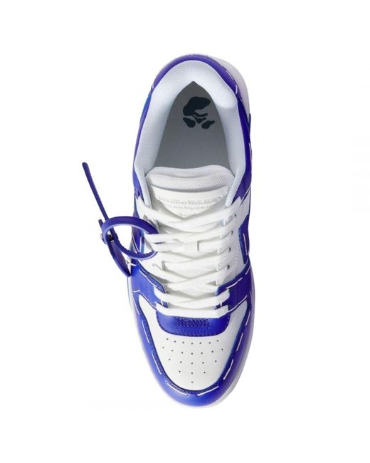 Off-White c/o Virgil Abloh Out Of Office Blue Leather Sneakers voor heren