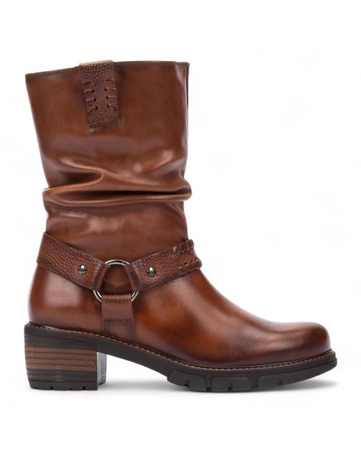 Pikolinos Brown Mid-Calf Cuero Leather Tall Ankle Boots