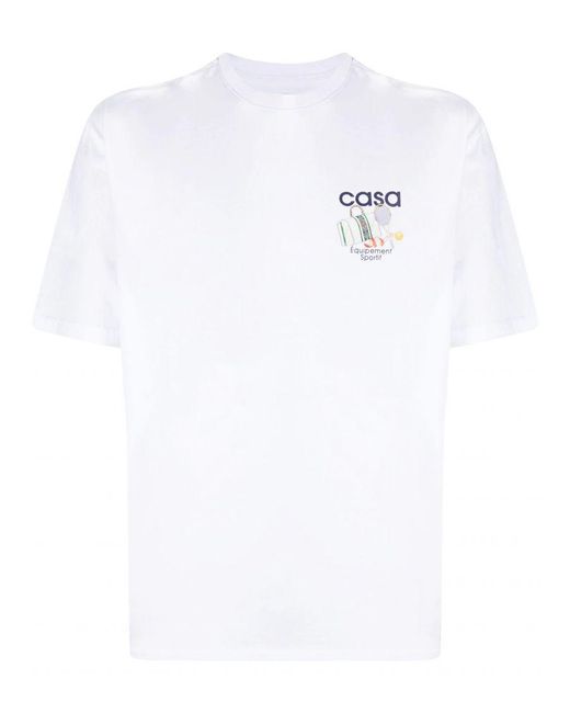 Casablancabrand White Equipment Sportive Cotton T-Shirt for men