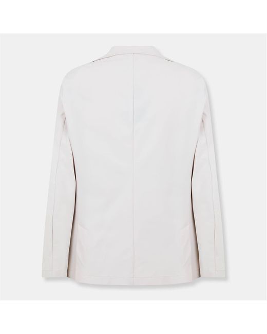Boss White Solid Patterned Notch Collared Blazer for men