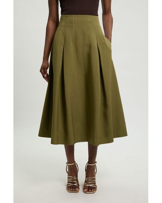 Karen Millen Green Viscose Blend Tailored Full Skirt