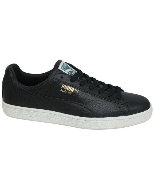 PUMA Black States X Alife Marble Leather Lace Up Trainers 360752 02 P for men