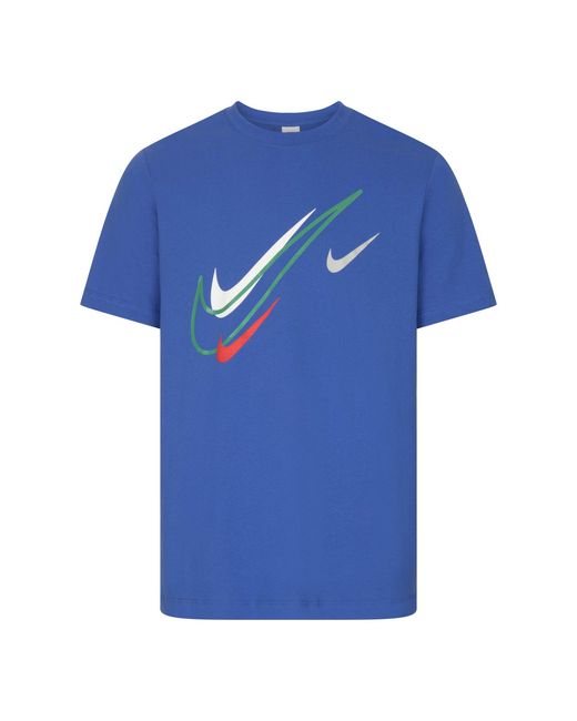 Nike Blue Sportswear Swoosh Logo T-Shirt Cotton for men