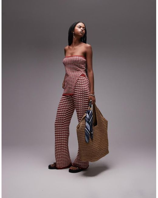TOPSHOP Multicolor Knitted Stripe Bandeau Co-Ord