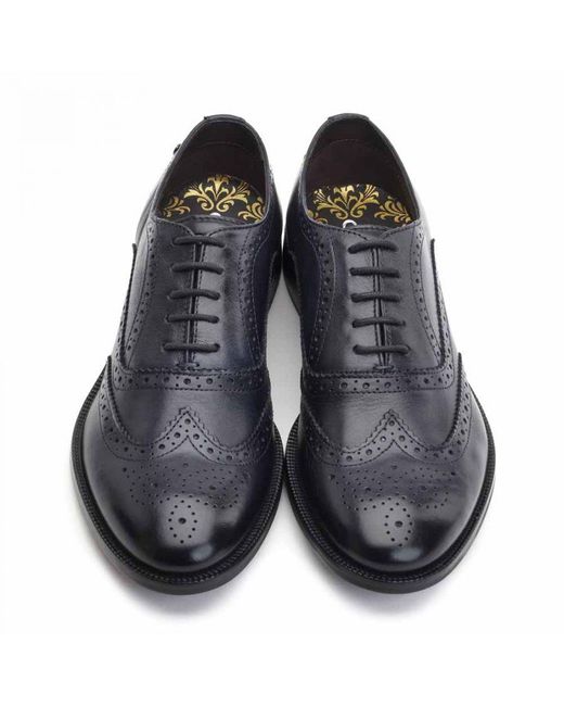 Base London Blue Darcy Burnished Leather Brogue Shoes for men