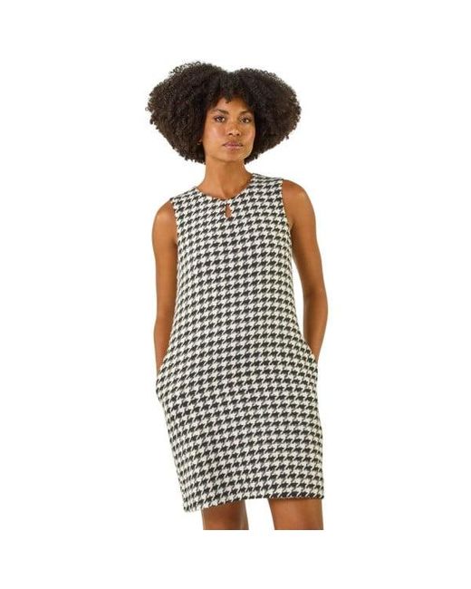 Roman Blue Geometric Keyhole Pinafore Dress
