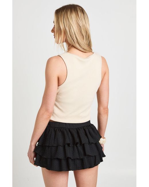 Boohoo White Petite Textured Ruffled Booty Shorts