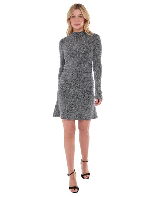 Gini London Grijs Hoog Hals Stud Hot Fix Stretchy Mini Jurkje in het Gray