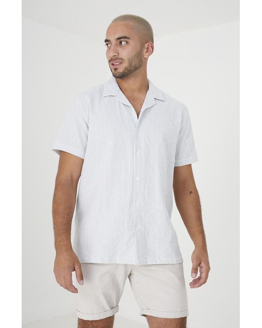 Brave Soul White 'Durango' Cotton Short Sleeve Revere Collar Shirt for men