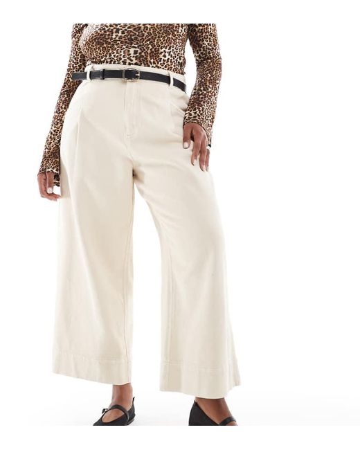 ASOS Natural Design Cropped Wide Leg Trousers