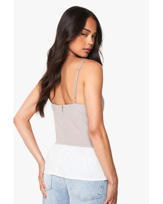 Boohoo White Woven Ruffle Hem Cami Top