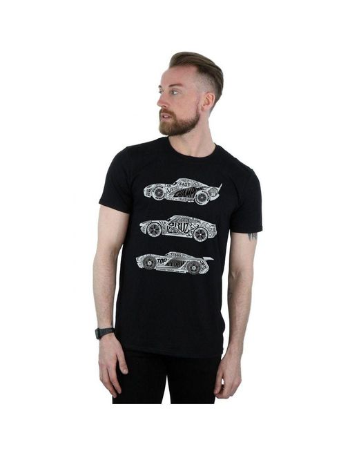 Disney Black Cars Text Racers T-shirt for men