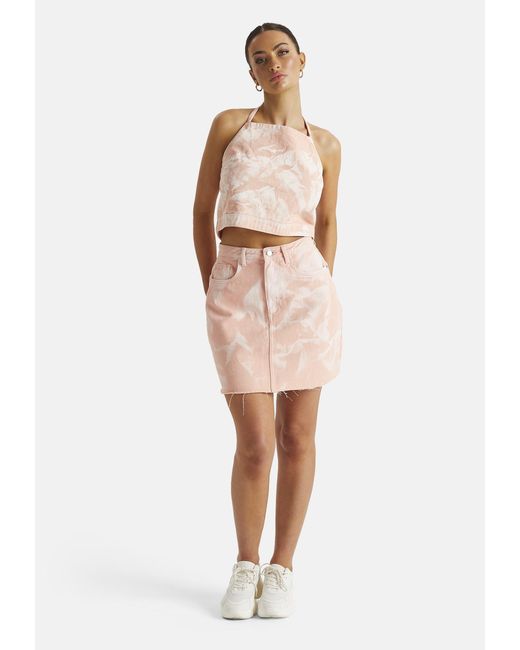 Urban Bliss White Tie Dye A-Line Denim Skirt