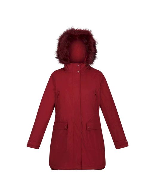 Regatta Red Ladies Sabinka Faux Fur Trim Parka (Cabernet)