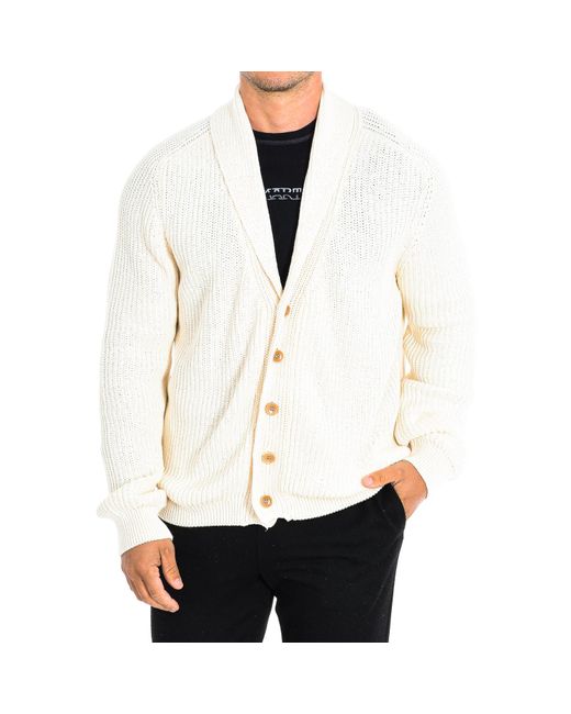 La Martina White Long Sleeve Knitted Sweater Tms002-Xc040 for men