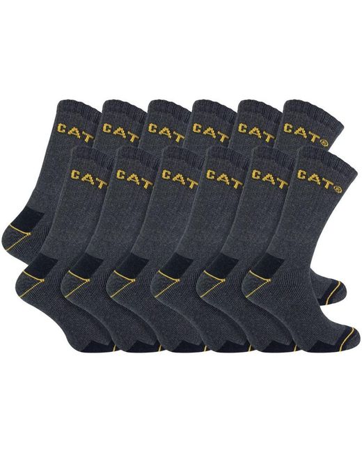 Caterpillar Blue 12 Pack Heavy Duty Work Socks For Steel Toe Boots for men