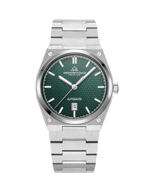 Christophe Duchamp Gray Textured Dial With Case And Strap for men