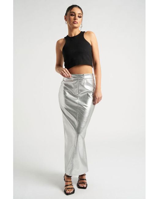 Urban Bliss Metallic Column Maxi Pu Skirt