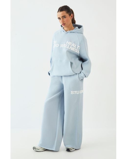 DSGN Studio Blue Health And Wellness Printed Hooded Tracksuit
