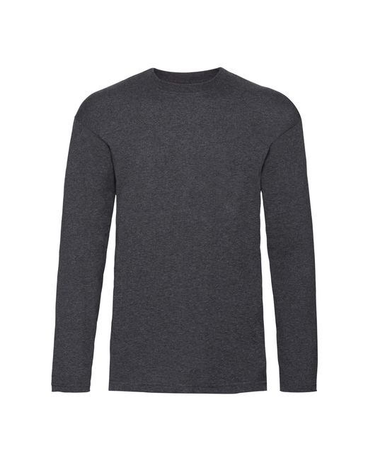 Fruit Of The Loom Gray Valueweight Heather Long-Sleeved T-Shirt for men