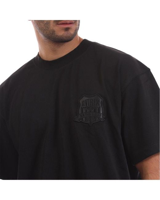 Avirex Black Beam Embossed Logo Crew Neck Short Sleeve T-Shirt for men