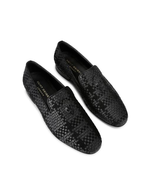 Kurt Geiger Black Leather Ace Stud Loafers for men