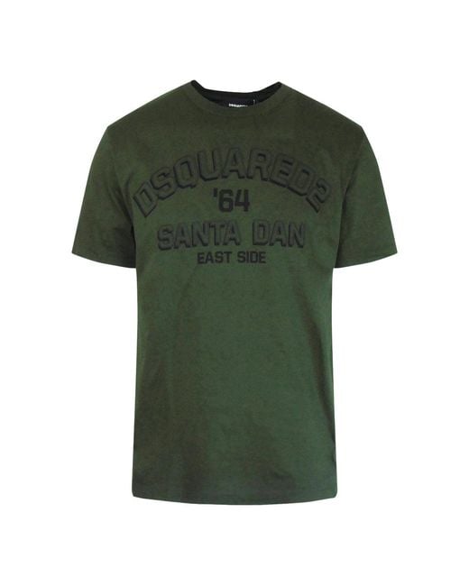 DSquared² Green Santa Dan 64 T-Shirt Cotton for men