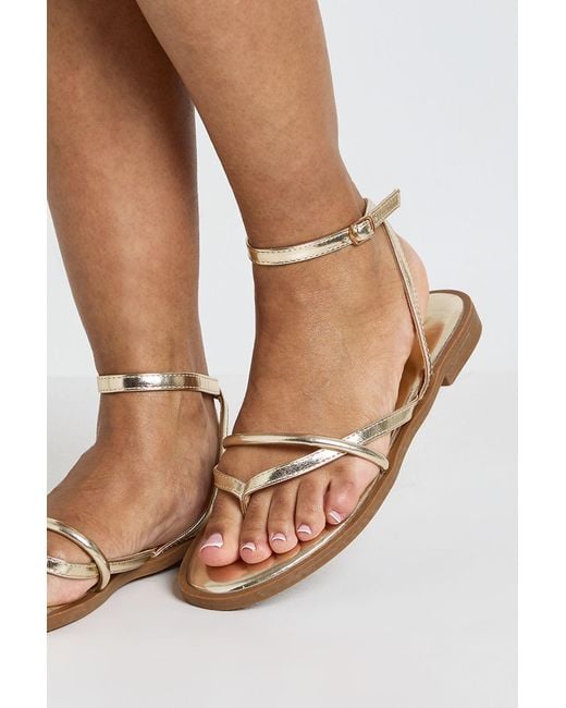 Boohoo Natural Wide Fit Toe Post Strappy Sandals