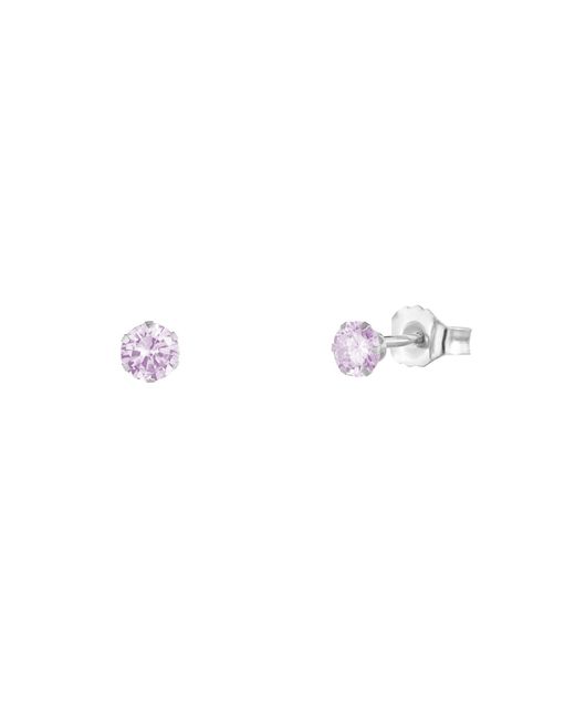 The Jewellery Stockroom Metallic Sterling 3Mm Lilac Cz Crystal Stud Earrings