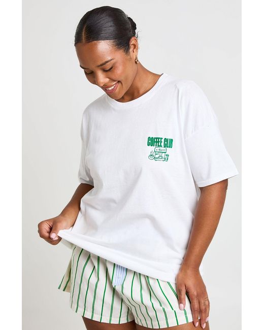 Boohoo Green Plus Coffee Club Printed T Shirt