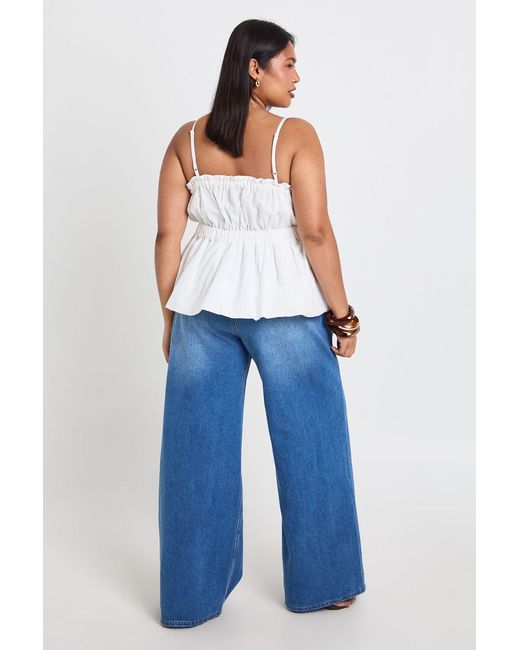 Boohoo Blue Plus Beaded Detail Ruched Cami Top