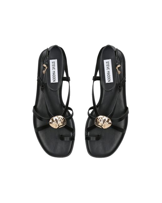 Steve Madden Black Leather Napa Valley Sandals
