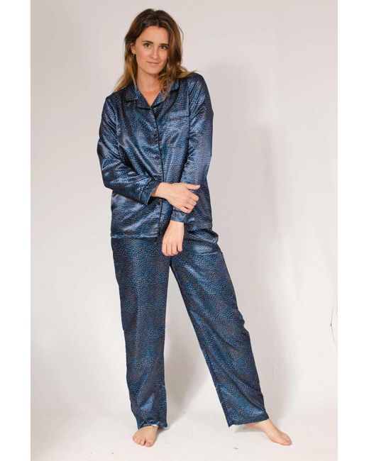 Secret Label Blue Spot Satin Pyjama Set