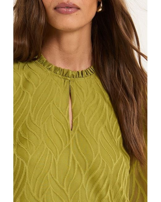 Wallis Green Burnout Ruffle Neck Blouse