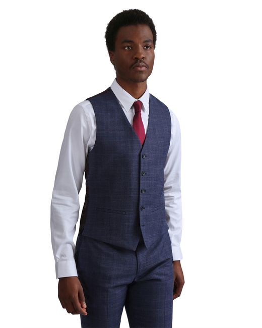 Ted Baker Blue V-Neck Slim Fit Suit Waistcoat for men