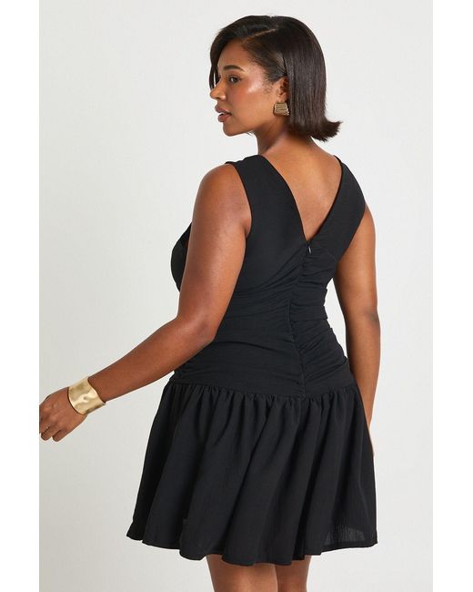 Boohoo Black Plus Plunge Corset Detail Mini Dress