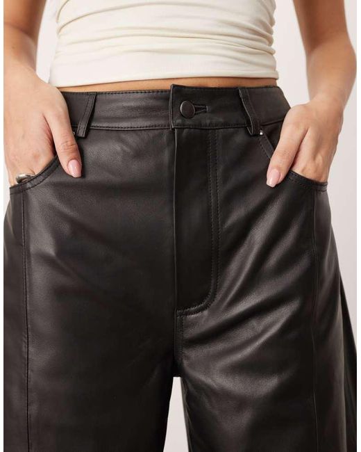 ARRANGE Natural Sydney Leather High Waisted Barrel Trouser