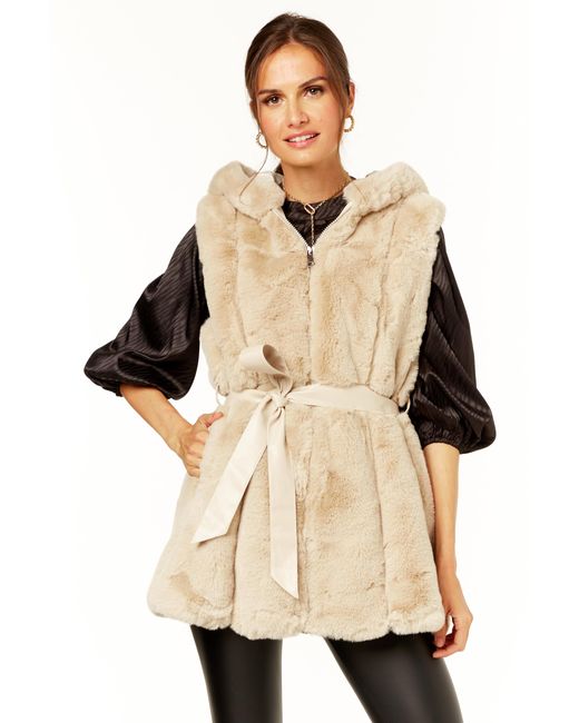 Gini London Natural Vertical Zip Long Fur Gilet