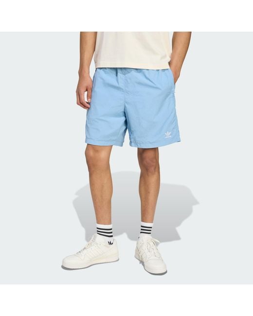 Adidas Originals Blue Trefoil Essentials Woven Shorts for men