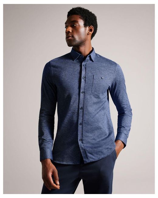 Ted Baker Blue Martos Long-sleeved Jersey Shirt for men